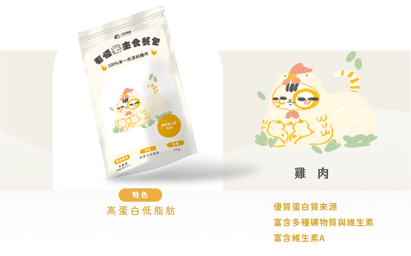 【毛怪樂園】金單純單一肉源貓主食餐包-雞肉50g