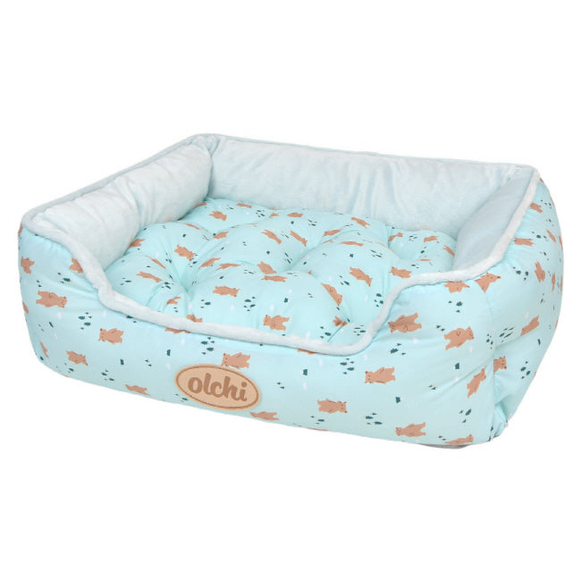 Olchi Bear Square Bed Mint