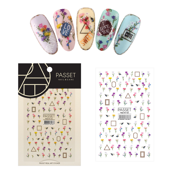 Passet Real Art Flower Nail Sticker 123