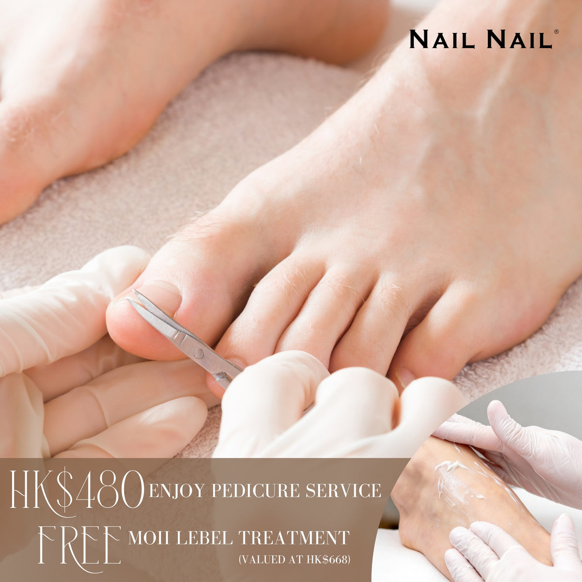 Enjoy a Traditional Intensive Pedicure Service for HK$480 and receive a complimentary Moii Lebel S.O.S Moisturizing Treatment (valued at HK$668).