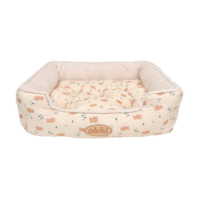 Olchi Bear Square Bed Beige