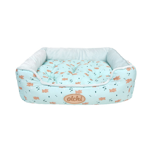 Olchi Bear Square Bed Mint